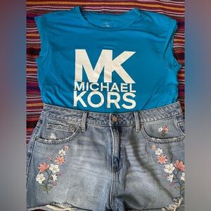 Michael Kors Teal T-Shirt with White Logo